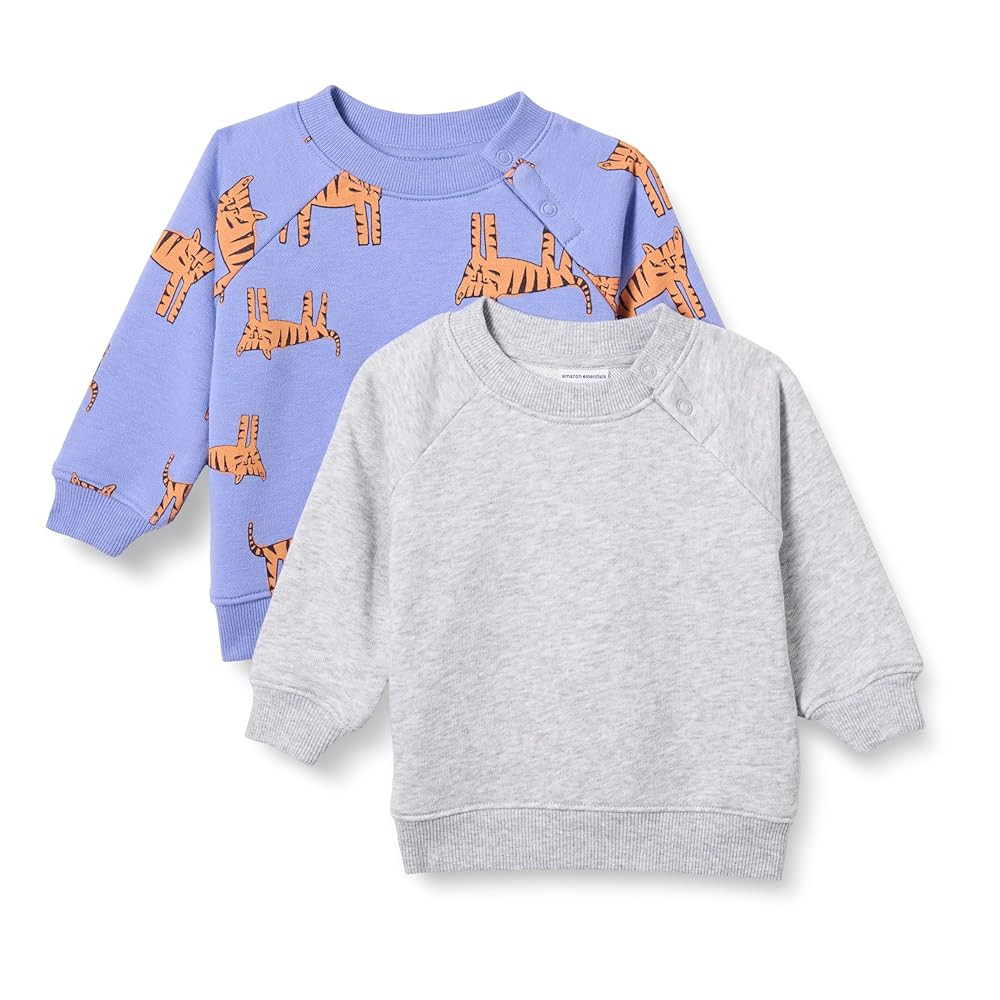 Amazon Essentials Unisex Toddlers and Babies' French Terry Crewneck Sweatshirts, Pack of 2 | Amazon (US)