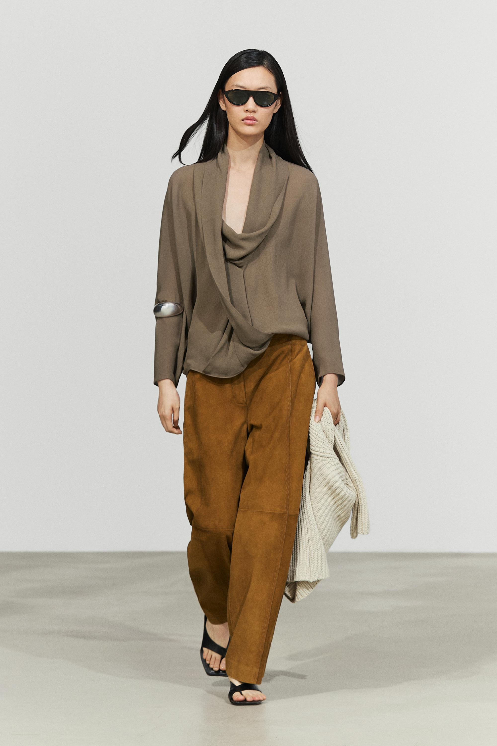 Flowy surplice draped neckline shirt | Massimo Dutti UK