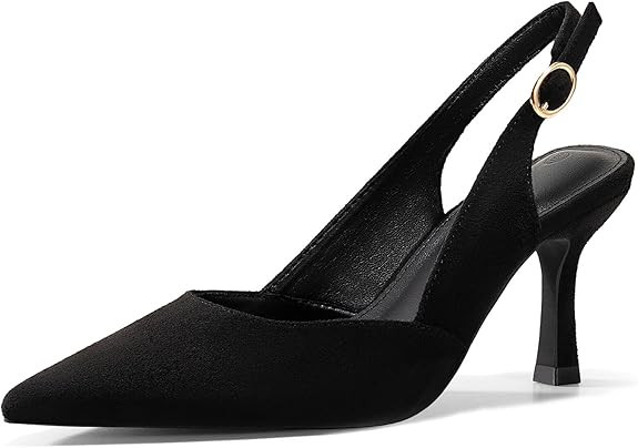 Rilista Women's Slingback Kitten Heels Closed Pointed Toe Wedding Party Dress Pumps Shoes | Amazon (US)