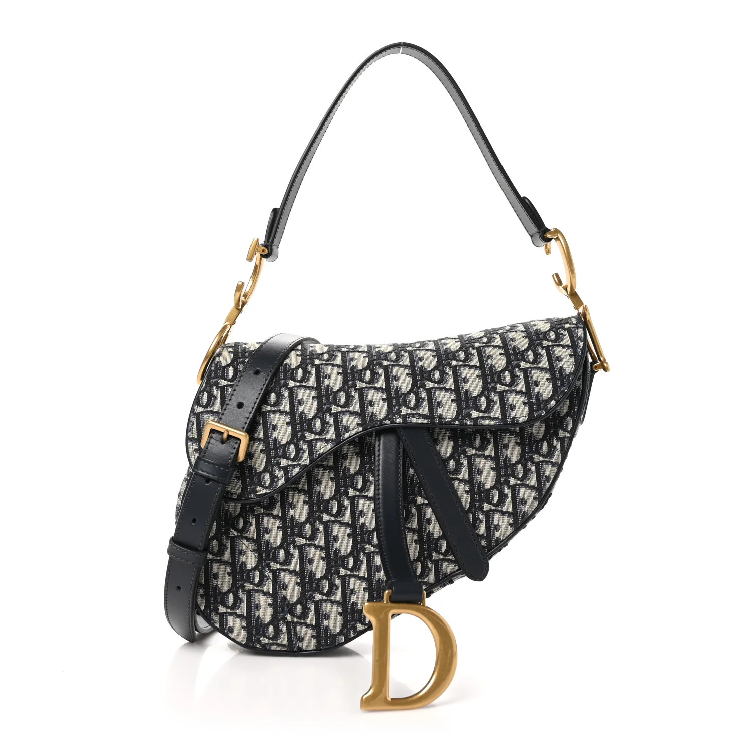 Oblique Saddle Bag With Strap Blue | FASHIONPHILE (US)