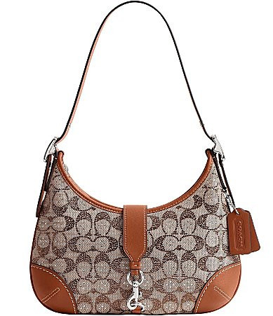 COACH The Coach Originals Hamptons 2005 Crystal Signature Jacquard Contrast Trim Hobo Shoulder Bag - Burnished Amber | Dillard's