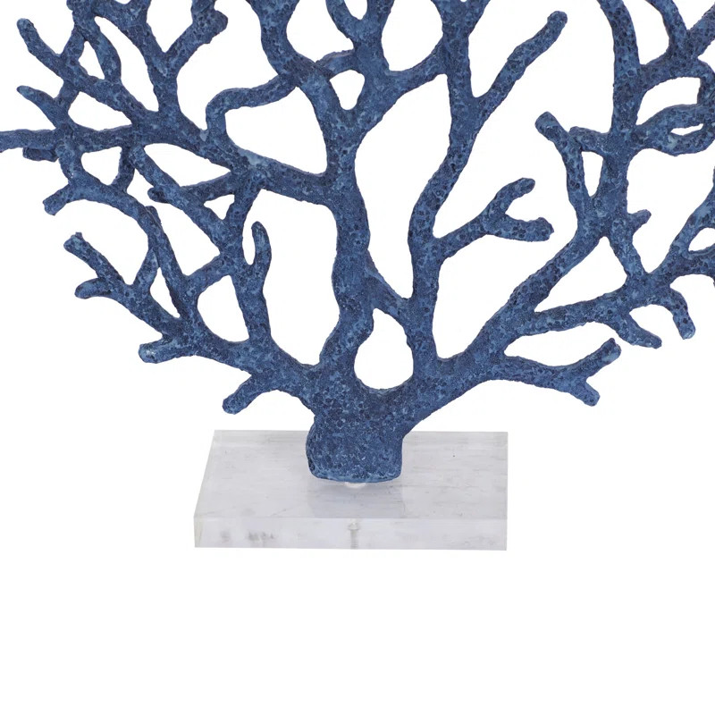 Rayan Polystone Textured Porous Coral Sculpture with Acrylic Base 14" x 4" x 16" | Wayfair North America