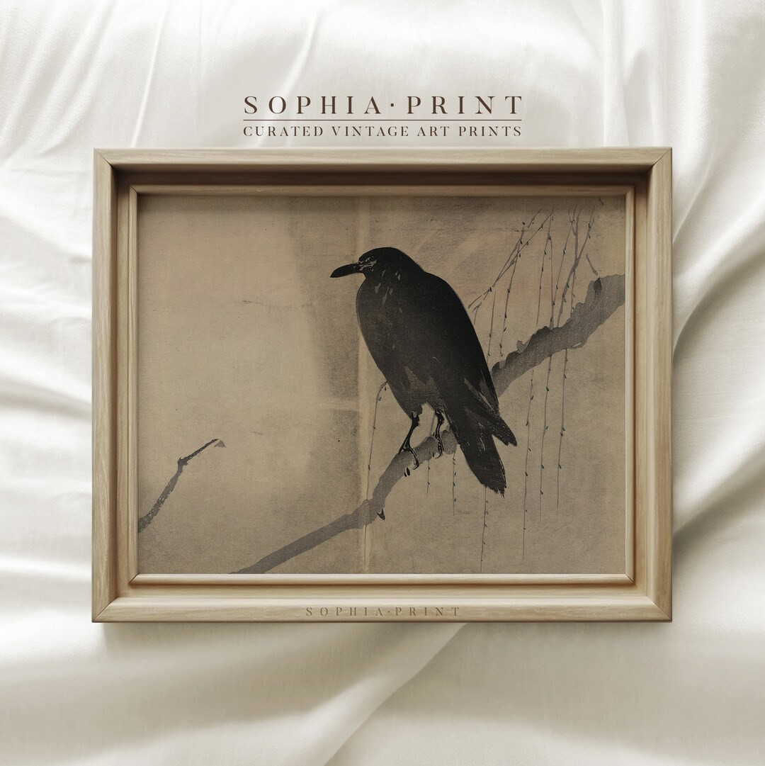 Vintage Crow Painting, Vintage Animal Print, Antique Raven Printable Wall Art, Moody Crow Paintin... | Etsy (US)