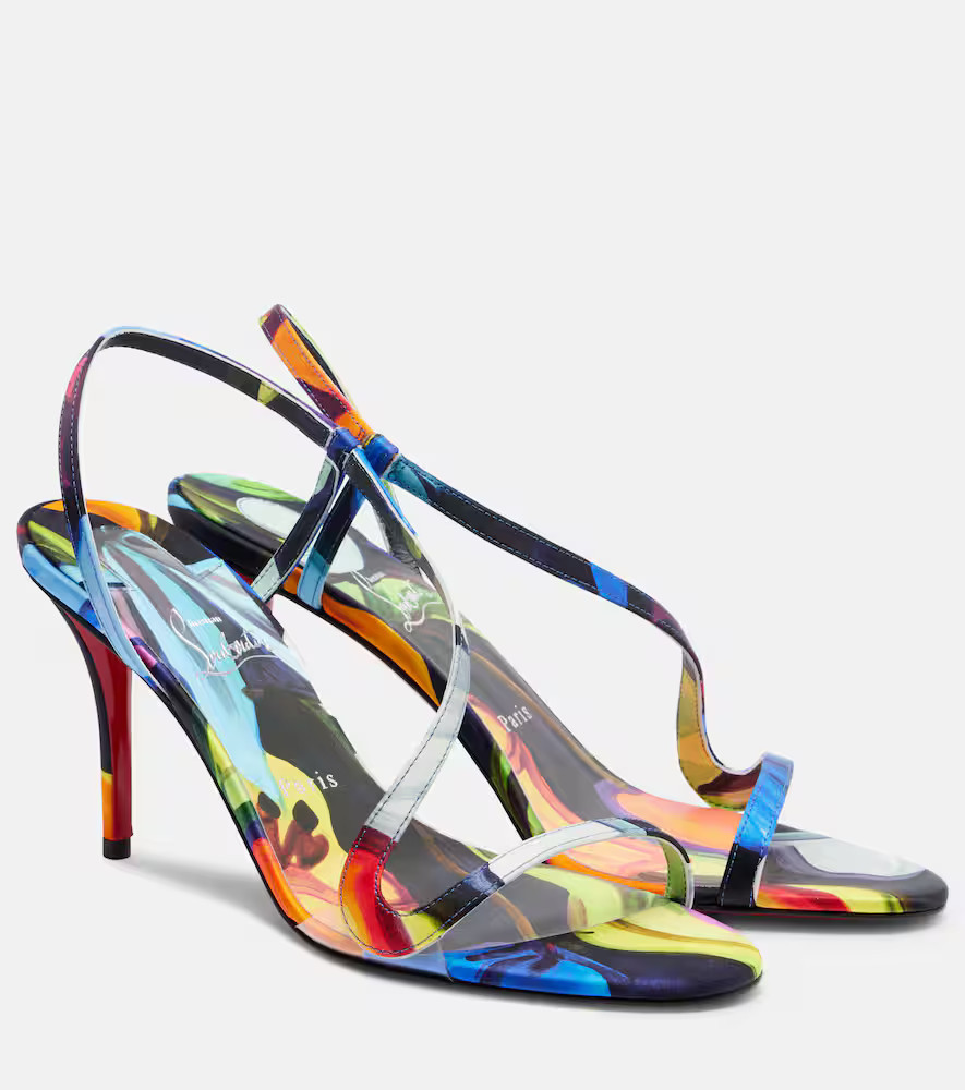 Christian Louboutin Rosa Z 80 printed satin sandals | Mytheresa (US/CA)