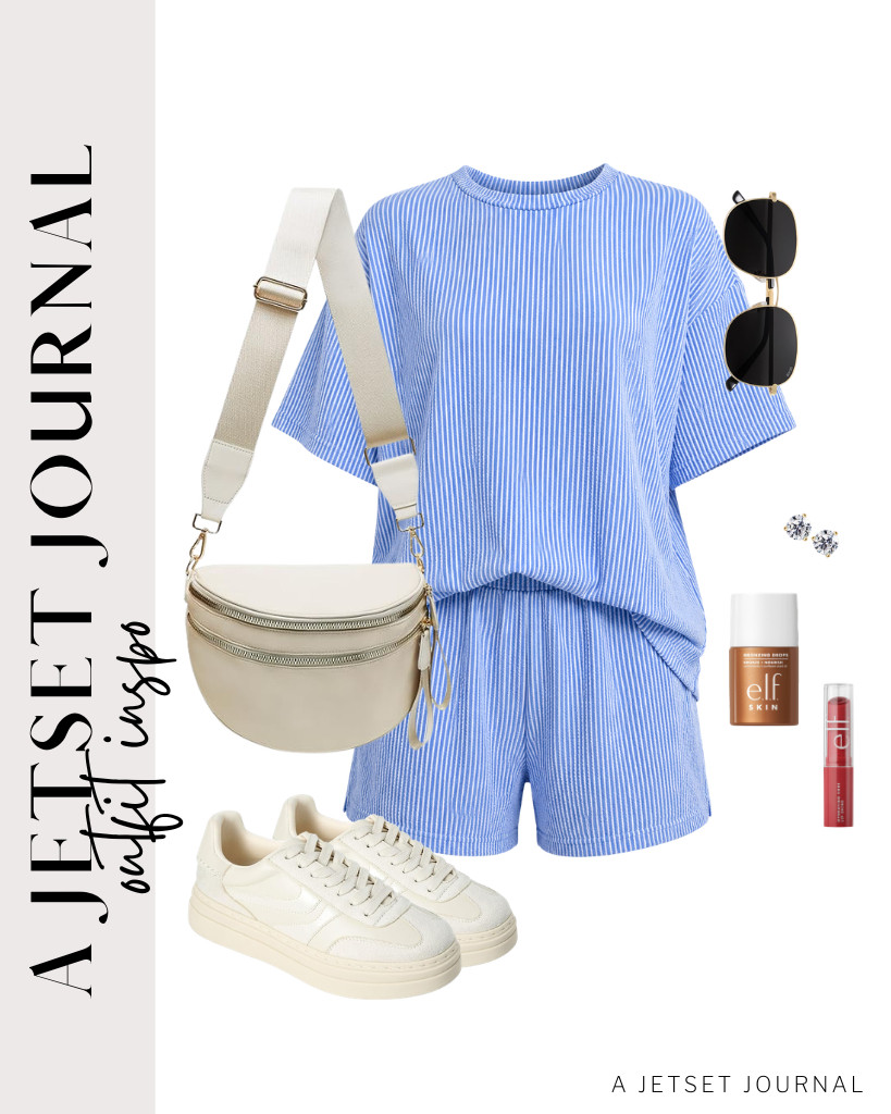 Start your first outfit with this 2-piece shorts set from MARZXIN, then pair it with Project Cloud platform sneakers. Style it with a Pure Colour crossbody bag and SOJOS square sunnies. We are also loving these Raneecoco’s STUNNING FLAME stud earrings.

#LTKSeasonal #LTKSaleAlert #LTKTravel
 

 