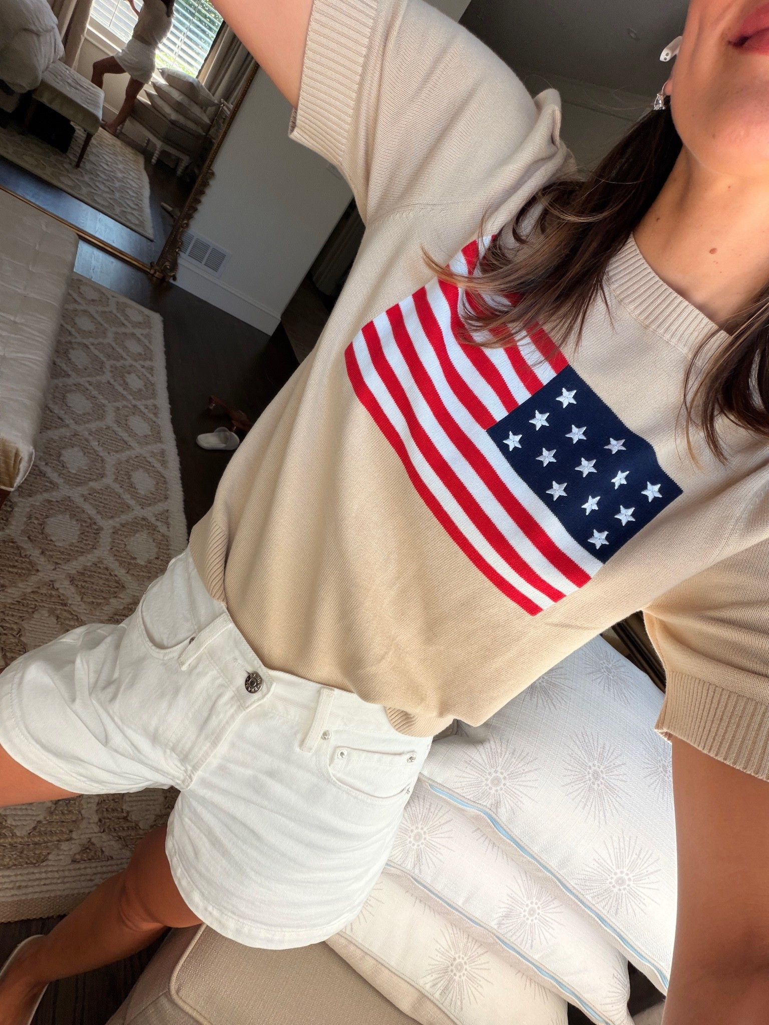 I love this flag sweater - short sleeves so I can wear it more often!