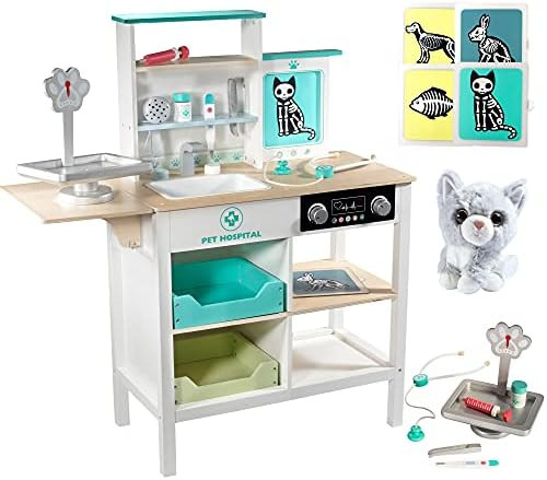 Vet Center Pretend Pet Hospital Playset - Wooden Animal Interactive Medical Checkup Set with Toy ... | Amazon (US)
