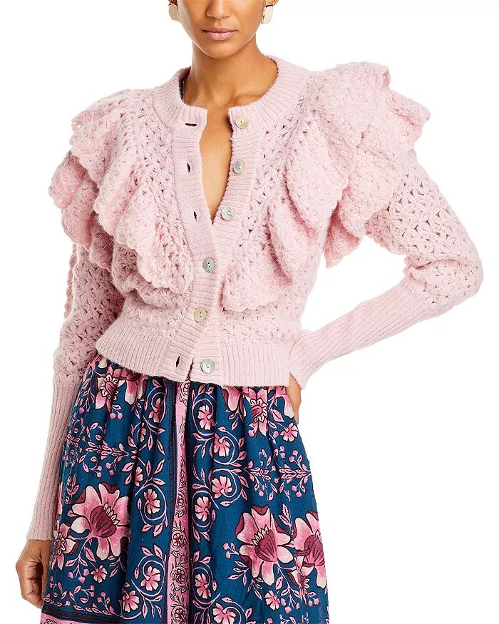 Ruffled Textured Knit Cardigan | Bloomingdale's (US)