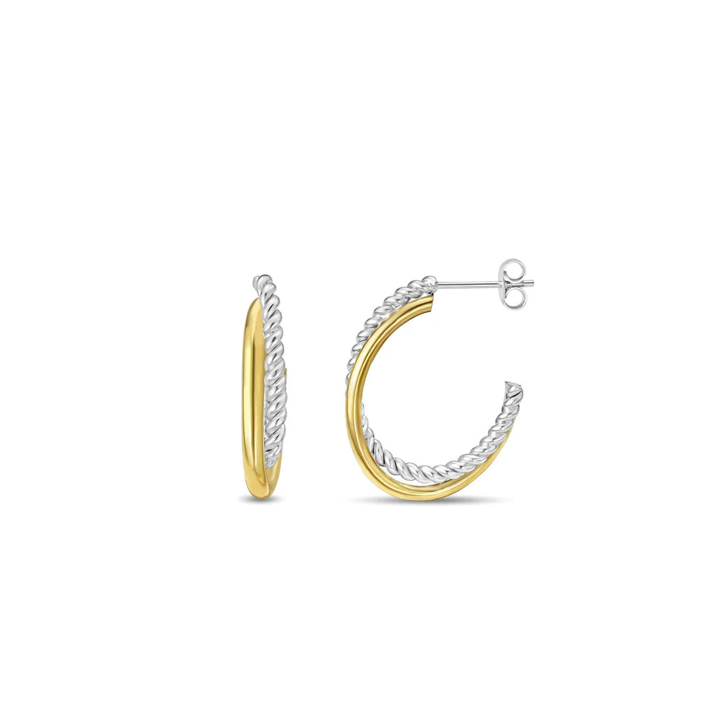 Silver & 18K Gold Oval Traverso Hoop Earrings | Phillip Gavriel