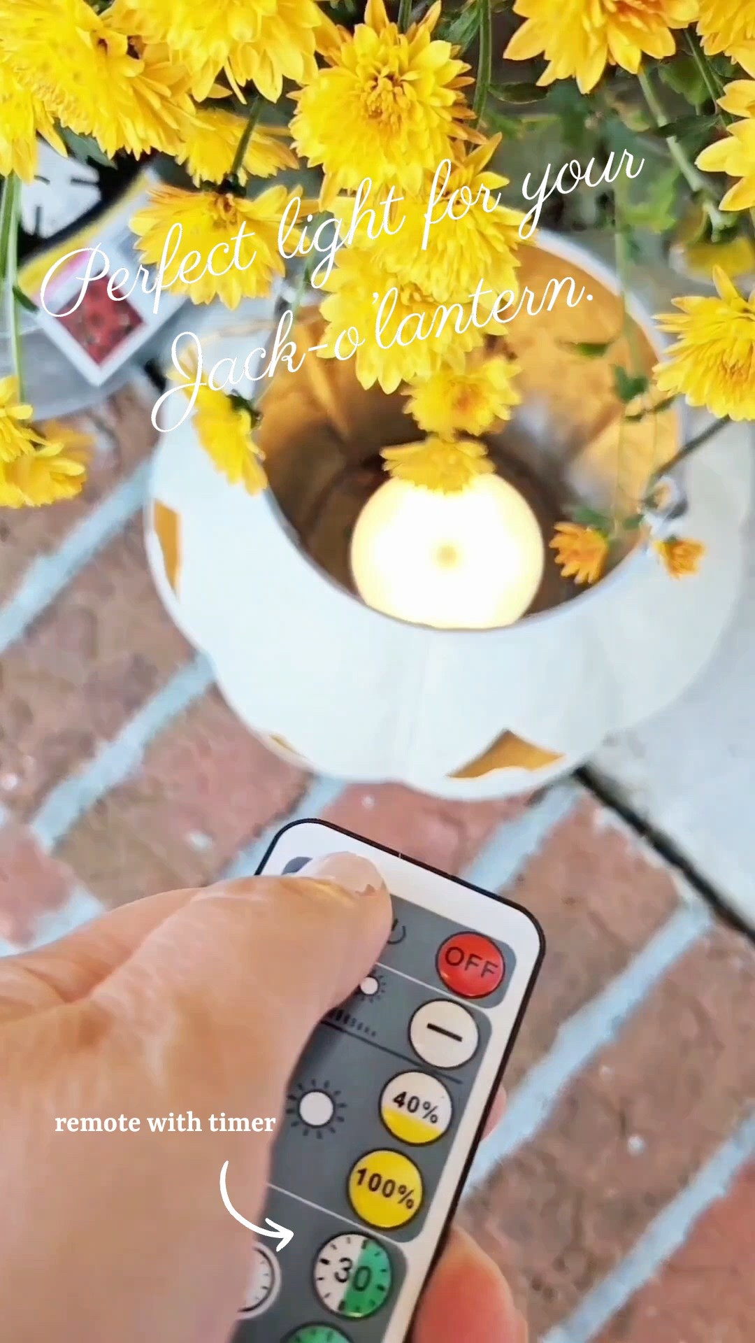 No longer worry about candles in your jack-o-lantern. These rechargeable puck lights give off the perfect glow. The best part?! They come with a remote and can be set on a built in timer. 

Fall front porch decor.  

#LTKHome #LTKFindsUnder50 #LTKSeasonal