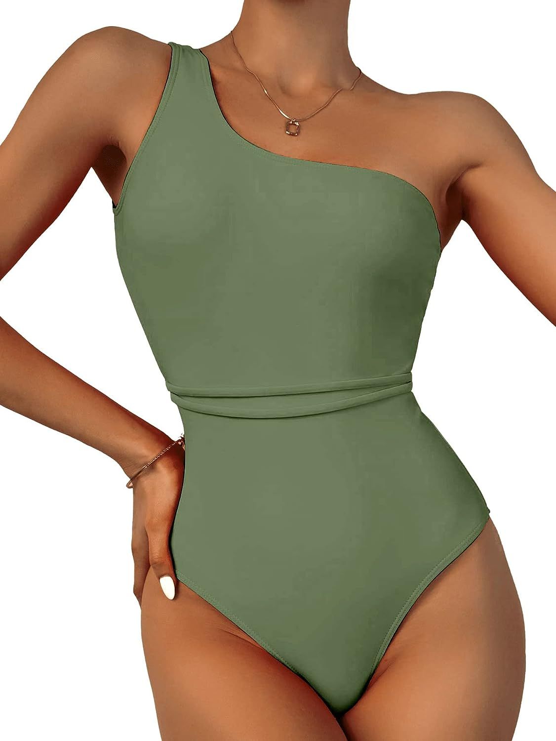 SweatyRocks Women's Bathing Suits One Shoulder One Piece Swimsuits Monokini | Amazon (US)