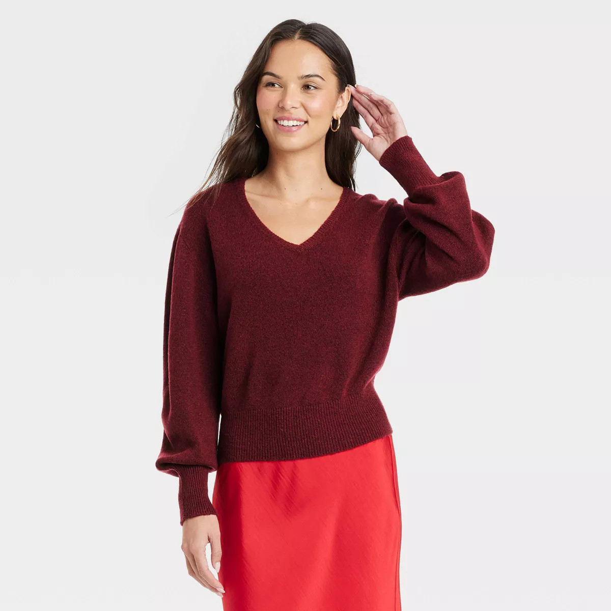 Women's Cozy Knit V-Neck Pullover Sweater - A New Day™ | Target