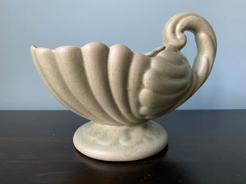 Vintage Cornucopia Shell Planter by Haeger Ceramic Pottery Vase Geranium Green | Etsy (US)
