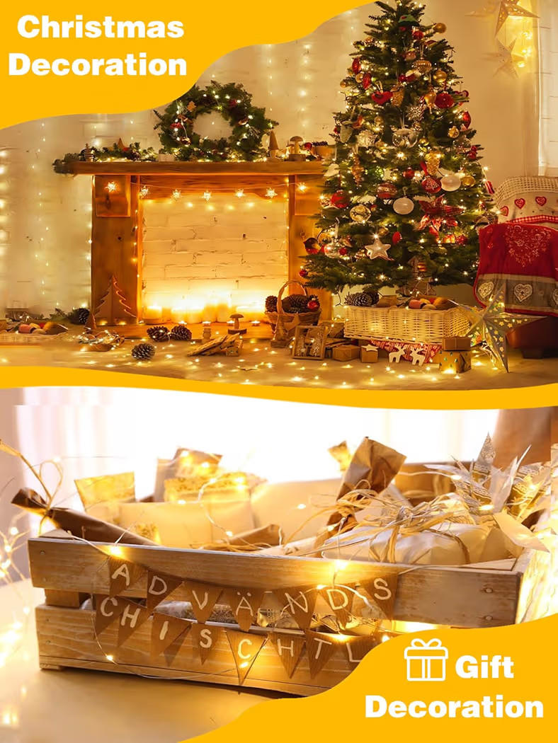 6 Pack Fairy Lights Battery Operated with Timer, Each 20FT 60LED Christmas String Lights Outdoor ... | Amazon (US)