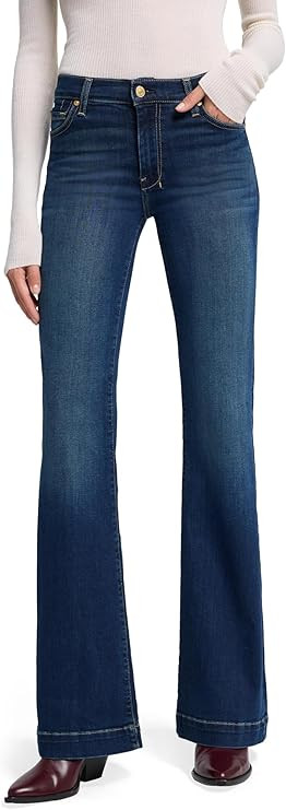7 for All Mankind Womens Dark Wash Mid Rise Dojo Jeans | Amazon (US)