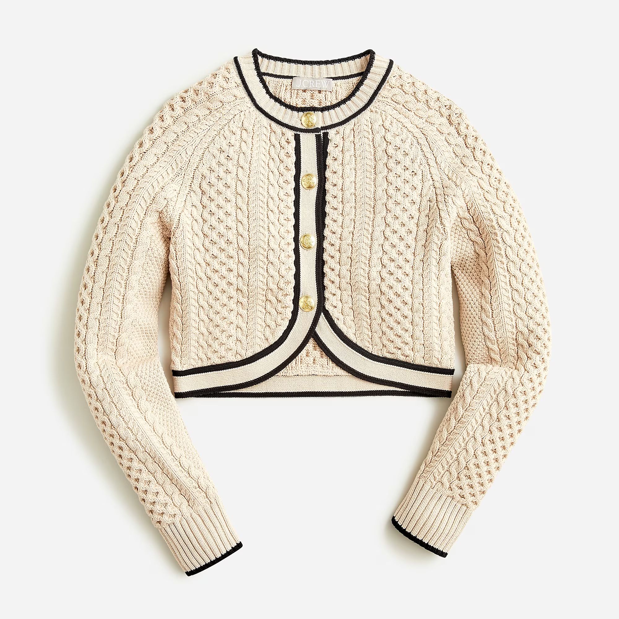 Cropped cable-knit sweater lady jacket | J.Crew US