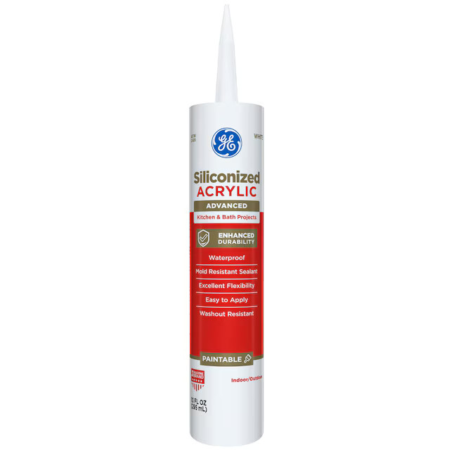 GE Advanced Siliconized Acrylic Kitchen and Bath 10.1-oz White Paintable Latex Caulk | Lowe's