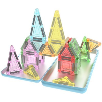 PicassoTiles Magnetic Tiles 30pc Nano Mini Building Set for Kids, Travel STEM Construction Toy with Tin Storage Case, Ages 3+ | Target