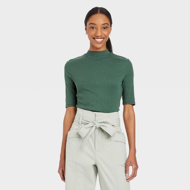 Women's Elbow Sleeve Mock Turtleneck T-Shirt - A New Day™ | Target