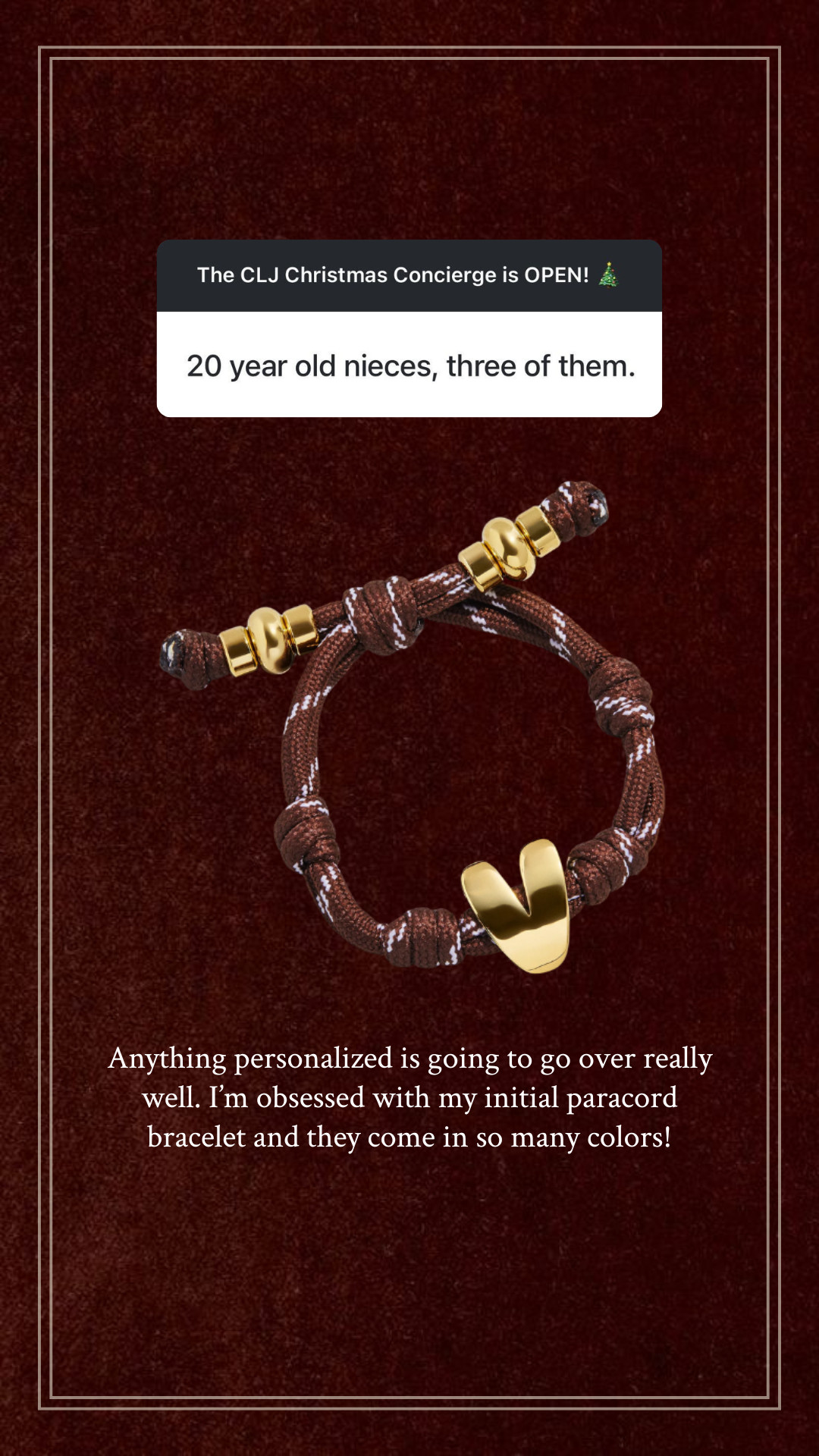 CLJ Christmas Concierge: gift idea for 20 year old girl - personalized paracord bracelet 

 #LTKCyberWeek #LTKGiftGuide #LTKFindsUnder50