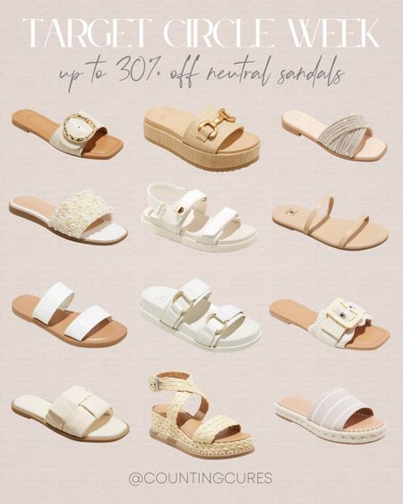 Catch these stylish neutral sandals for up to 30% off this Target Circle Week! Perfect for resort wear or a casual outfit for brunch! 
#affordablefinds #traveloutfit #shoeinspo #lookforless

#LTKstyletip #LTKxTarget #LTKshoecrush