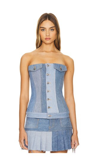 Rosalia Upcycled Corset in Vintage Blue | Revolve Clothing (Global)