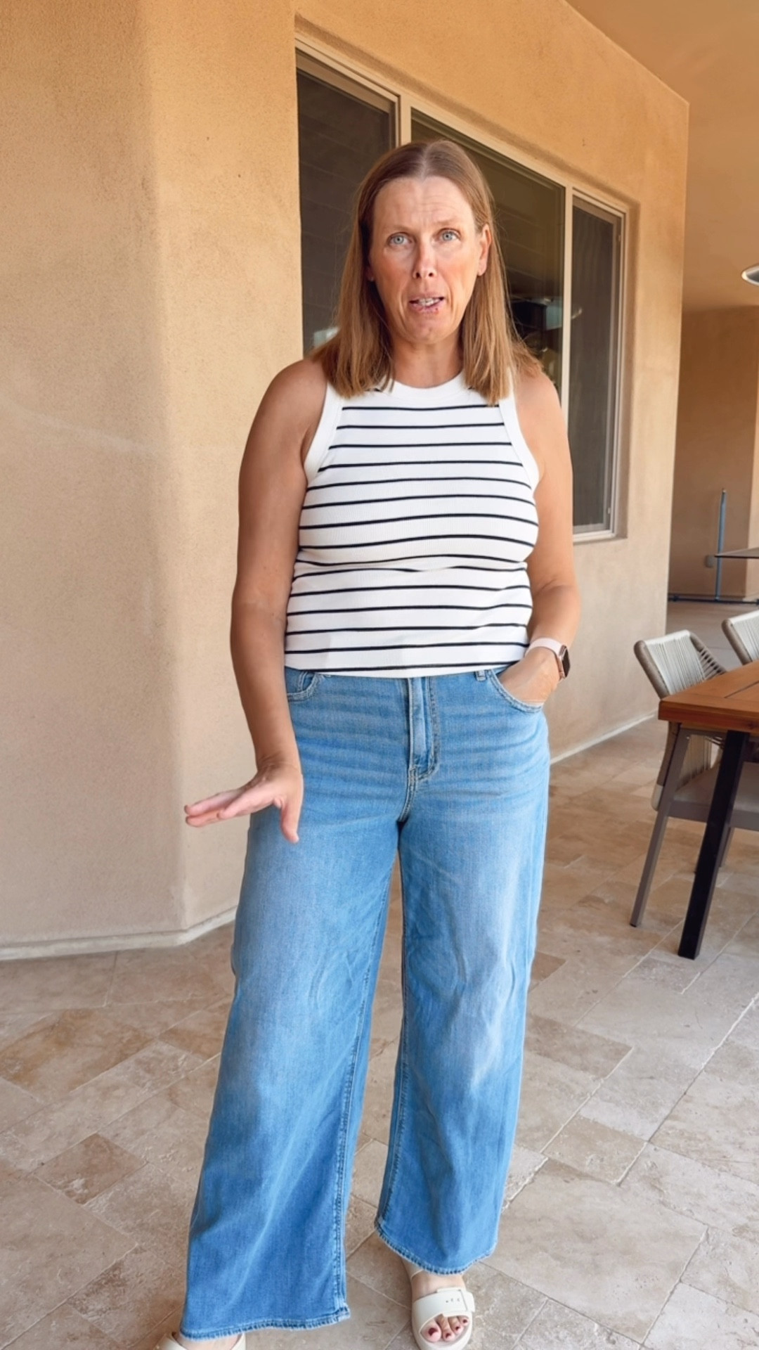 Simple but classic look

Lightweight denim, straight leg jeans, jeans outfit, mom style, spring outfit, striped tank top, affordable outfit, effortless look

#LTKootd #LTKSeasonal #LTKOver40
