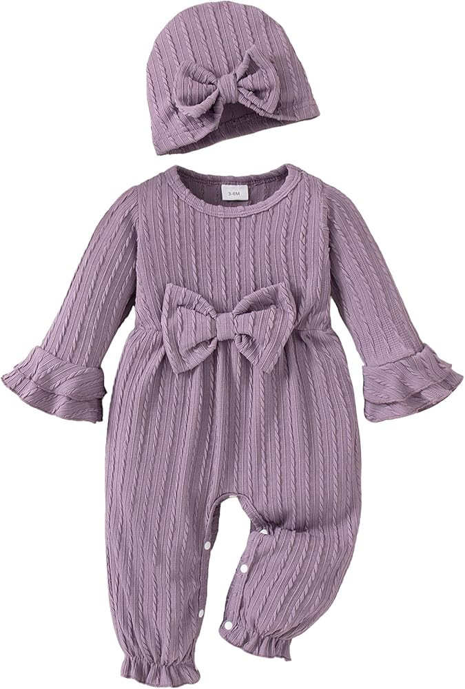 Mioglrie Newborn Baby Girl Clothes Preemie Clothes Girl Infant Fall Winter Outfits Jumpsuits Baby... | Amazon (US)