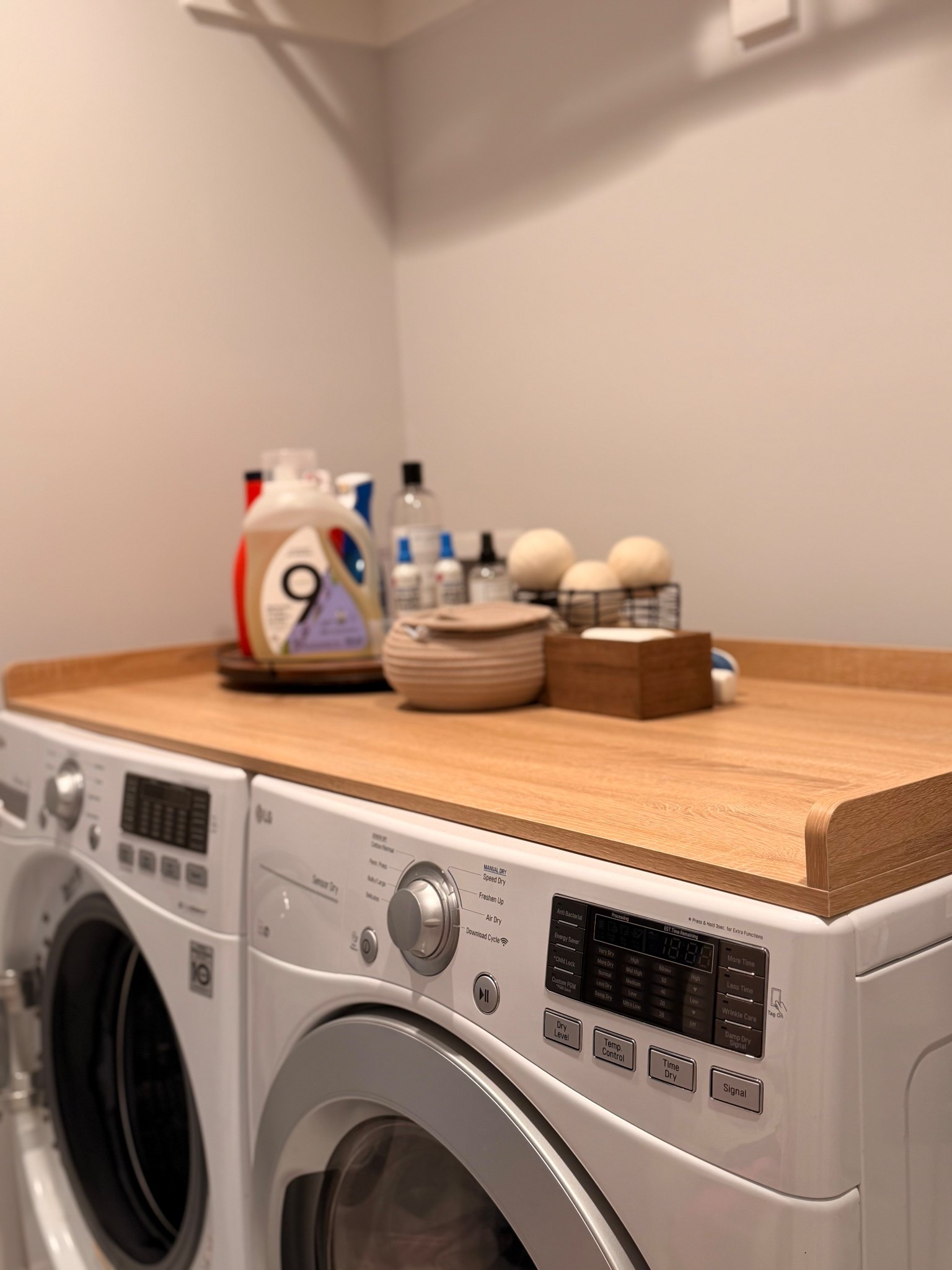 Washer dryer topper. Affordable. Warm. Laundry room. Amazon finds. Easy home upgrade. Counter for laundry. Washing. 🧺 

#LTKmomlife #LTKHome