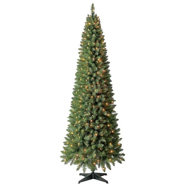 Holiday Time Pre-Lit Brinkley Pencil Pine Artificial Christmas Tree, 7' - Walmart.com | Walmart (US)
