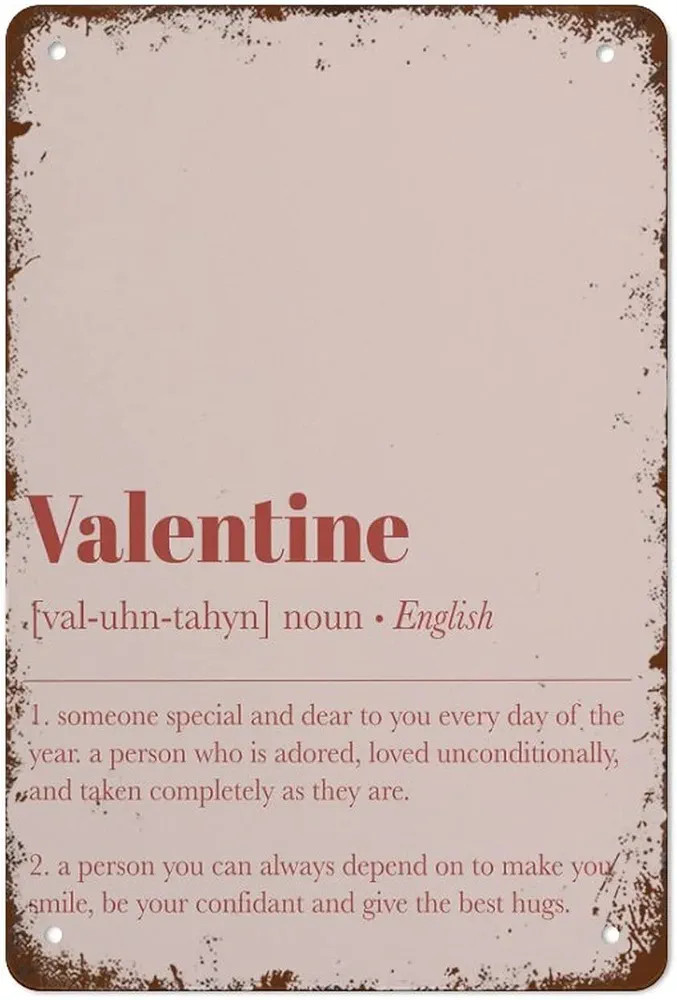 NAMEY Valentine Definition Print Valentines Day Decor Valentines Day Wall Art Metal Tin Sign Vint... | Amazon (US)