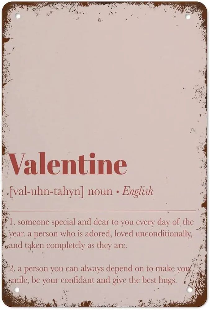 NAMEY Valentine Definition Print Valentines Day Decor Valentines Day Wall Art Metal Tin Sign Vint... | Amazon (US)