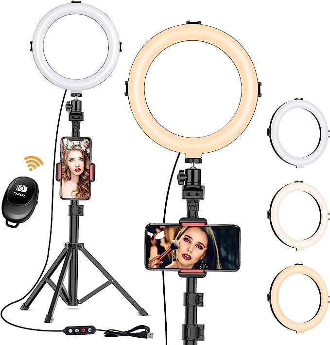 Selfie Light with Tripod Stand - Dimmable Selfie Ring Light LED Camera Ringlight with Tripod and ... | Amazon (US)