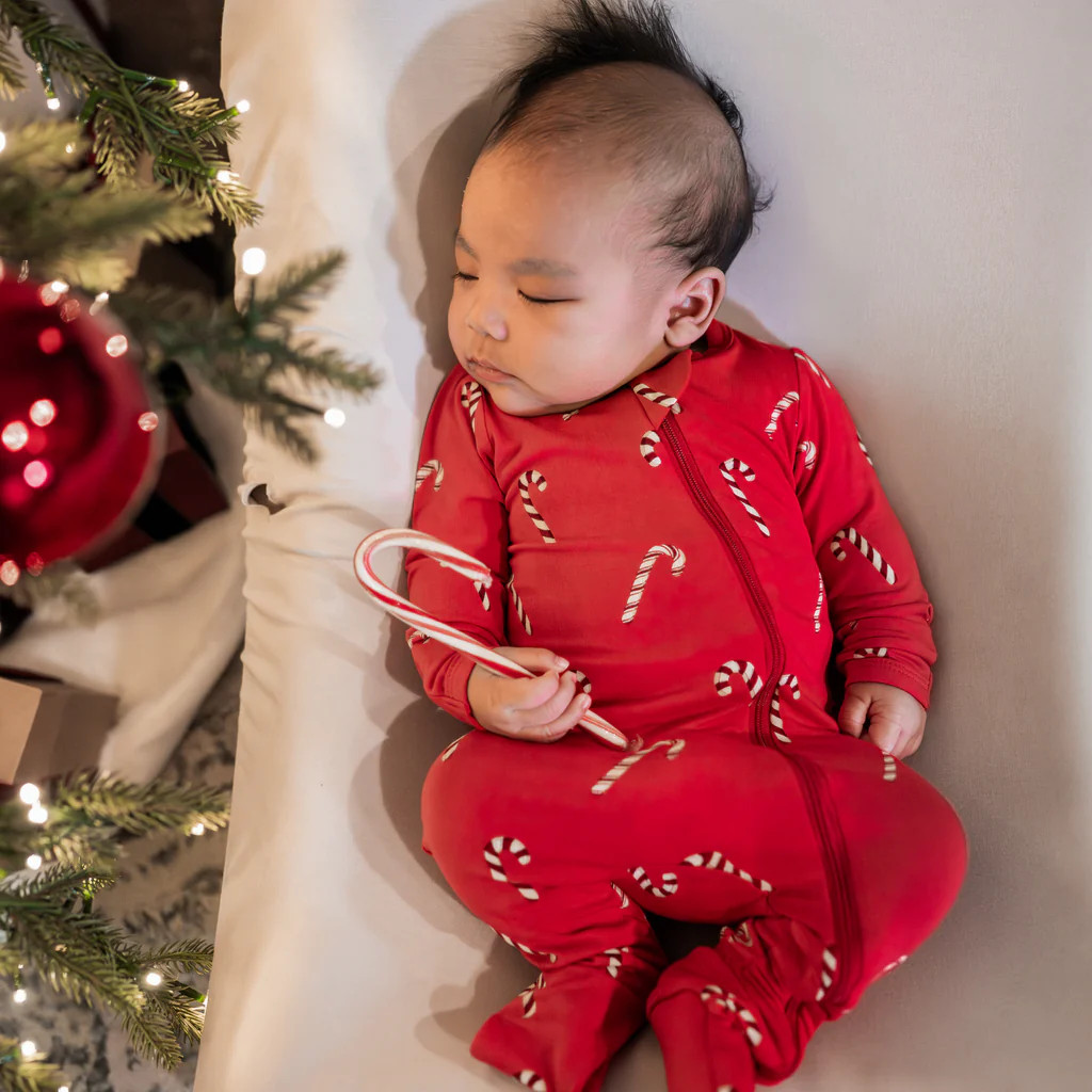Zippered Footie in Candy Cane | Kyte Baby