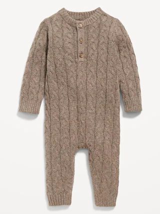SoSoft Unisex Cable-Knit Henley One-Piece for Baby | Old Navy (CA)