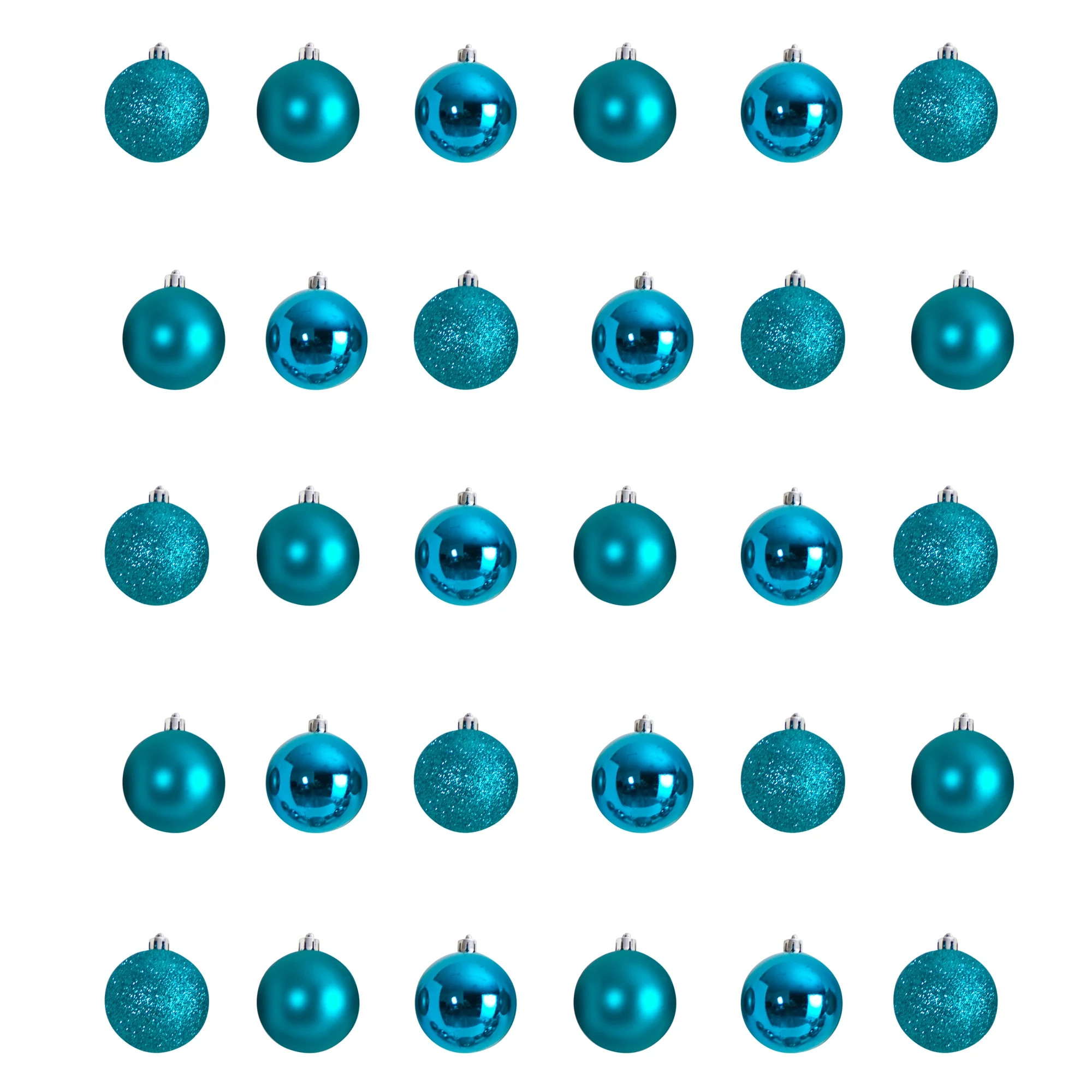 Nearly Natural Teal Plastic Holiday Christmas 2.5" Shatterproof Ornament Set, 30 Count | Walmart (US)