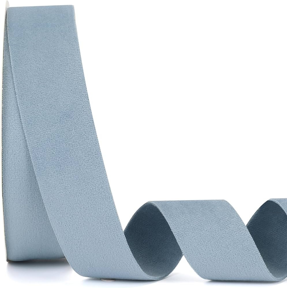 Dusty Blue Velvet Ribbon Double Faced 1-1/2 Inch x 20Yd,Great for Christmas Tree Ornaments Gift W... | Amazon (US)