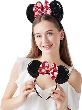 2 Pcs Red Mouse Ears Sequin Headbands,Shiny Bows Headbands, A Perfect Addition to Your Trip Essen... | Amazon (US)
