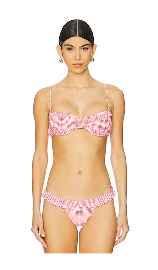 Esterel Bikini Top in Gingham Red | Revolve Clothing (Global)