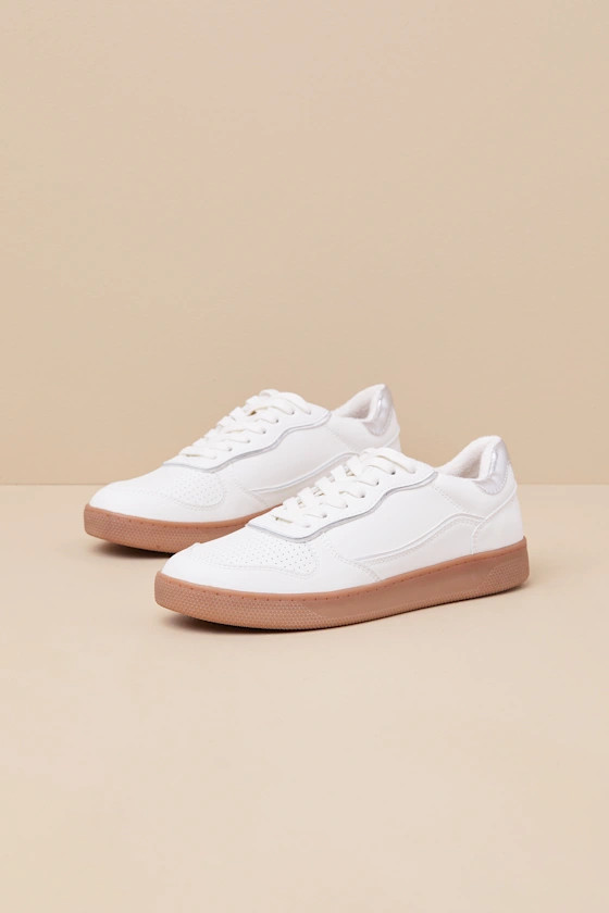 Callam White and Silver Color Block Lace-Up Sneakers | Lulus