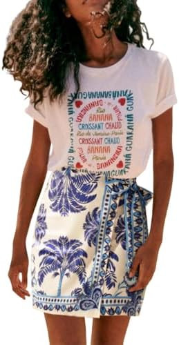 Womens Summer Floral Wrap Short Skirt Tie Side High Waist A Line Beach Vacation Boho Mini Skirt | Amazon (US)