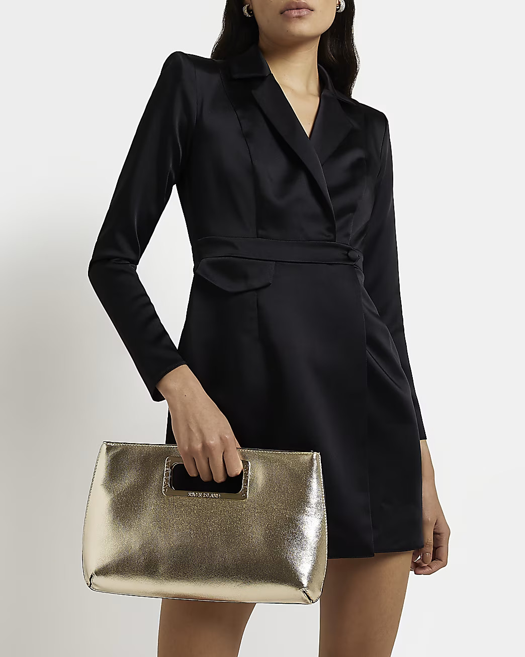 Gold Metal Handle Clutch Bag | River Island UK & IE