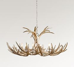 Faux Antler Round Champagne Chandelier (48") | Pottery Barn (US)