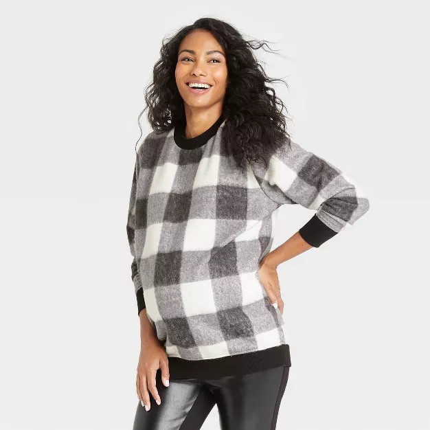 The Nines by HATCH™ Cozy Sweatshirt Black Gingham | Target