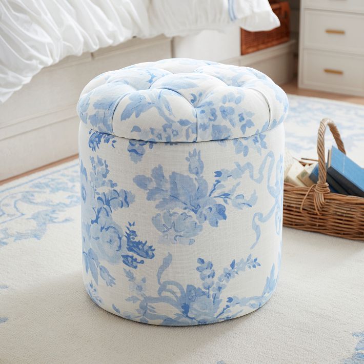 LoveShackFancy Tufted Round Storage Ottoman | Pottery Barn Teen