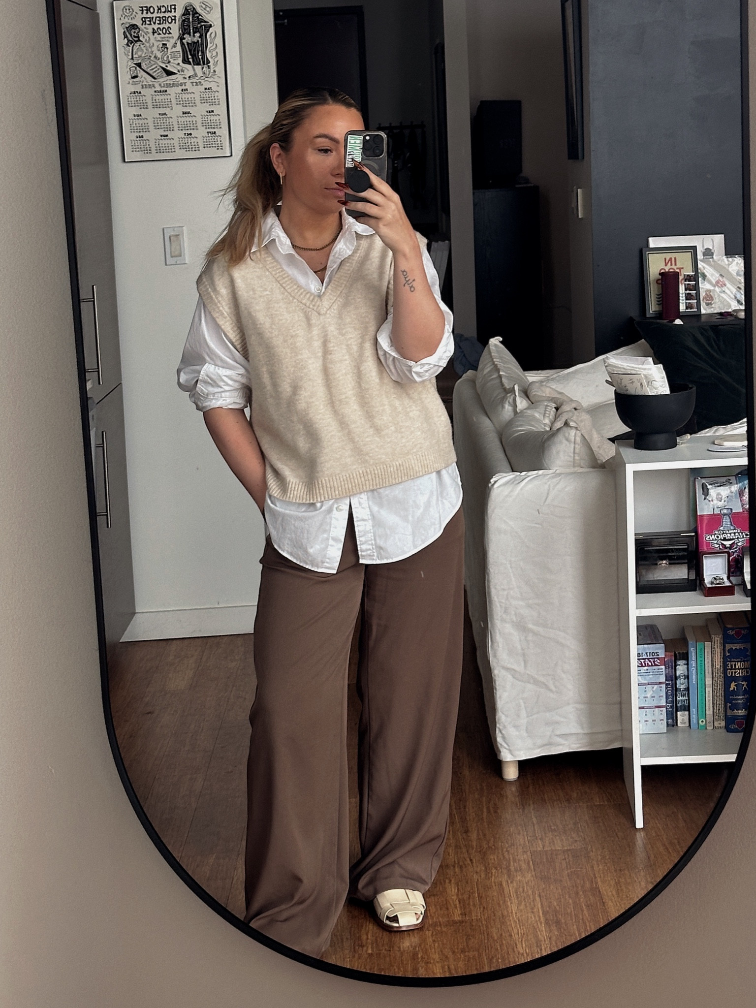 shirt- gap
vest - h&m
pants - princess polly
shoes - sam edelman 

#LTKFindsUnder50 #LTKStyleTip #LTKWorkwear