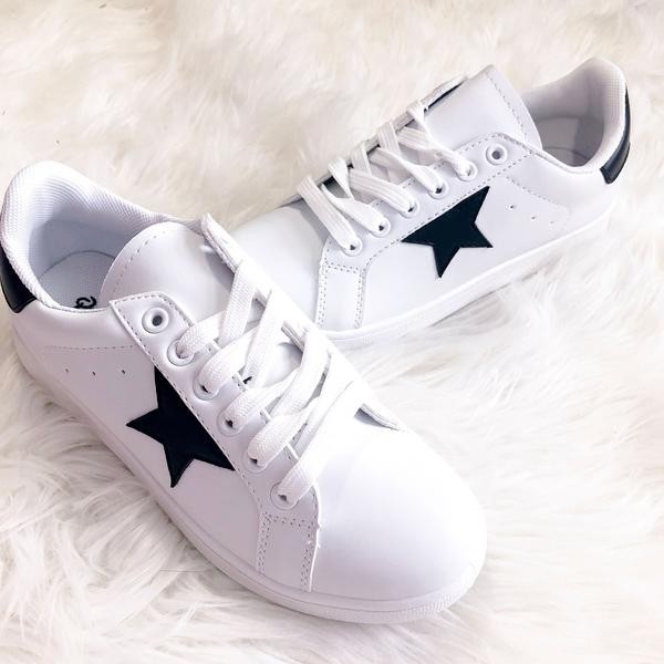 Bella and Bloom Boutique - Star Sneakers: White/Black | Bella and Bloom Boutique