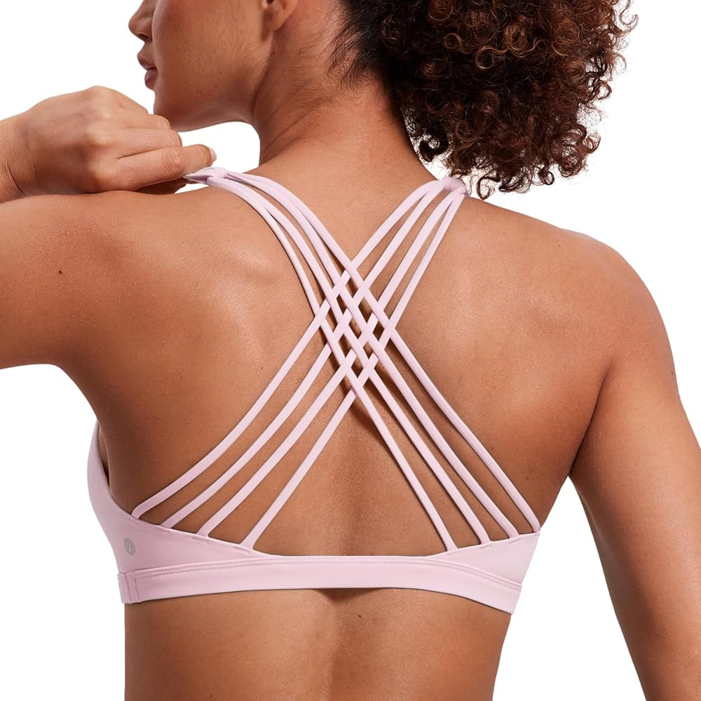 CRZ YOGA Naked Feeling Strappy Sports Bra for Women - Criss Cross Back Wireless Padded Cami Yoga ... | Amazon (US)