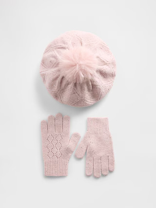 Kids Pointelle Pom Beret & Gloves Set | Gap (US)