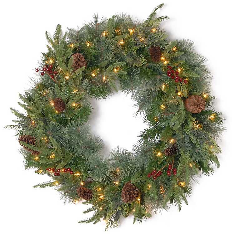 Pre-lit Real Touch Pine and Berry Wreath | Kirkland's Home